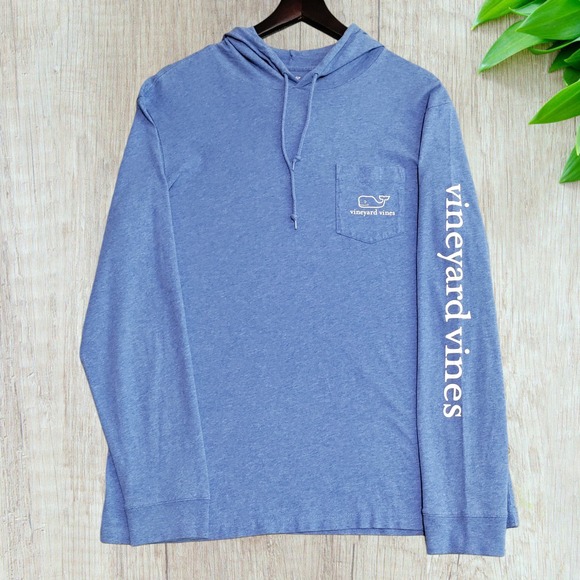 Vineyard Vines Hoodie Mens Medium Whale Hooded Long Sleeve Shirt Pullover Blue - Picture 1 of 14